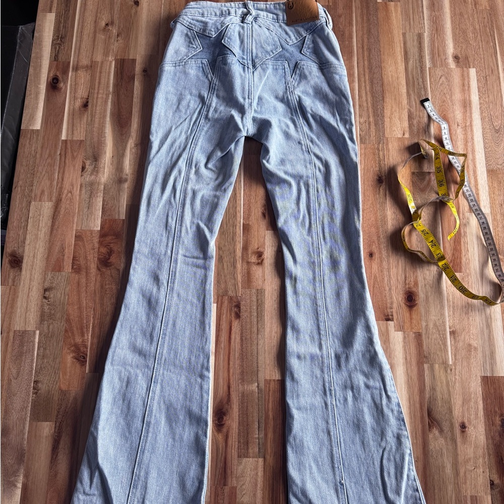 Austin Landing Light Blue Star Patch womens flare Jeans size 00